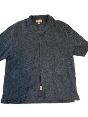 Jamaica Jaxx Button Up Shirt Mens Tropical Hawaiian 100% Silk L Floral Beach Y2K